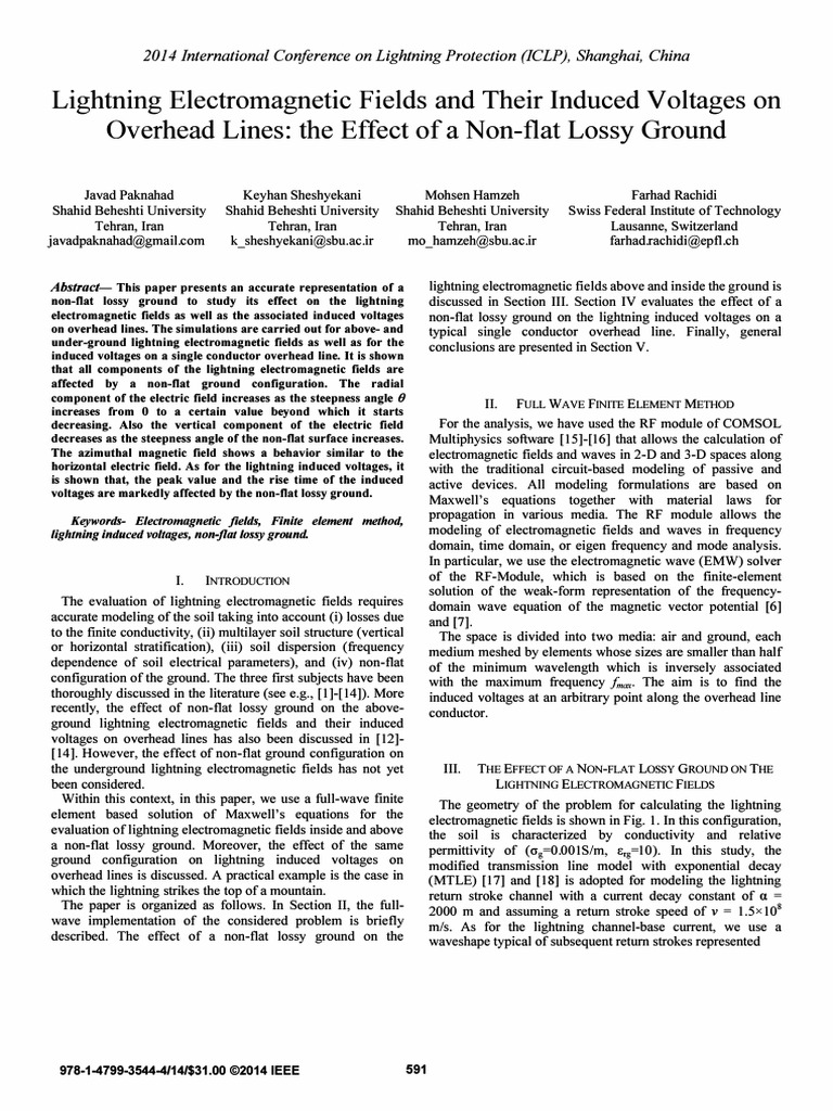 Lightning Electromagnetic Fields and Their Induced Voltages On Overhead ...