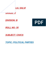 Name: Salil Salvi Grade: X Division: B: Topic: Political Parties