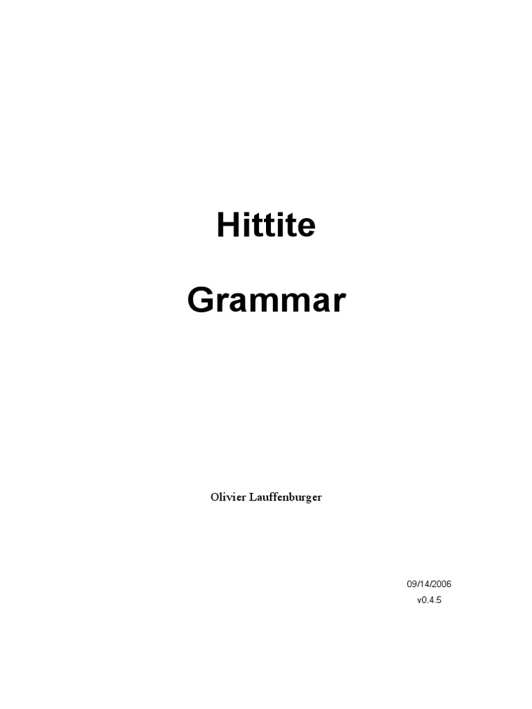 Hittite Grammar | PDF | Semiotics | Philology