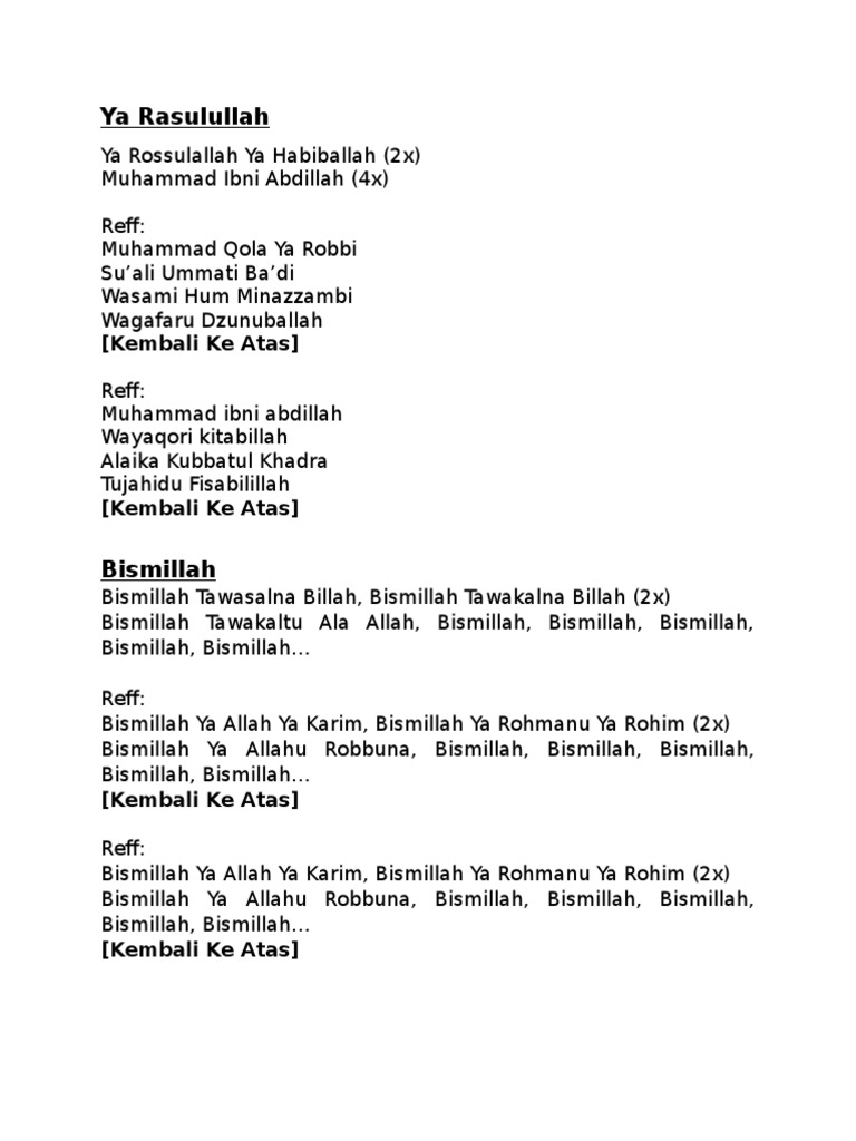 Ya Rasulullah | PDF