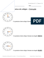 Os Ponteiros Do Relógio - Ficha - CORREÇÃO