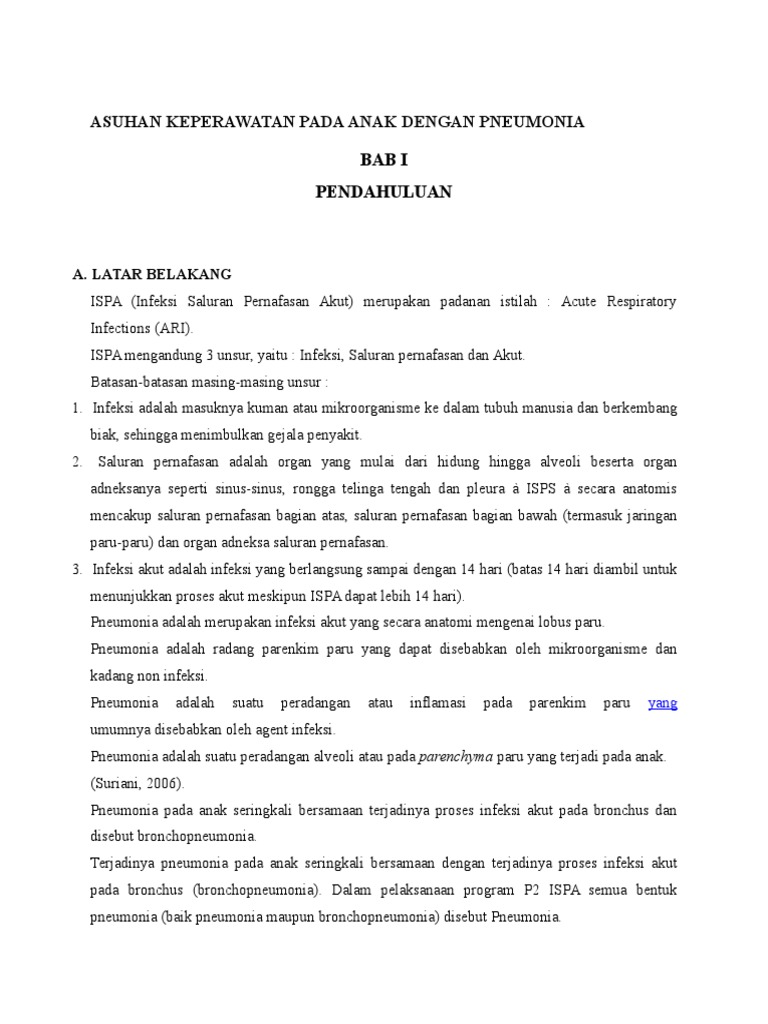 Asuhan Keperawatan Pneumonia Anak | PDF | Kesehatan Holistik