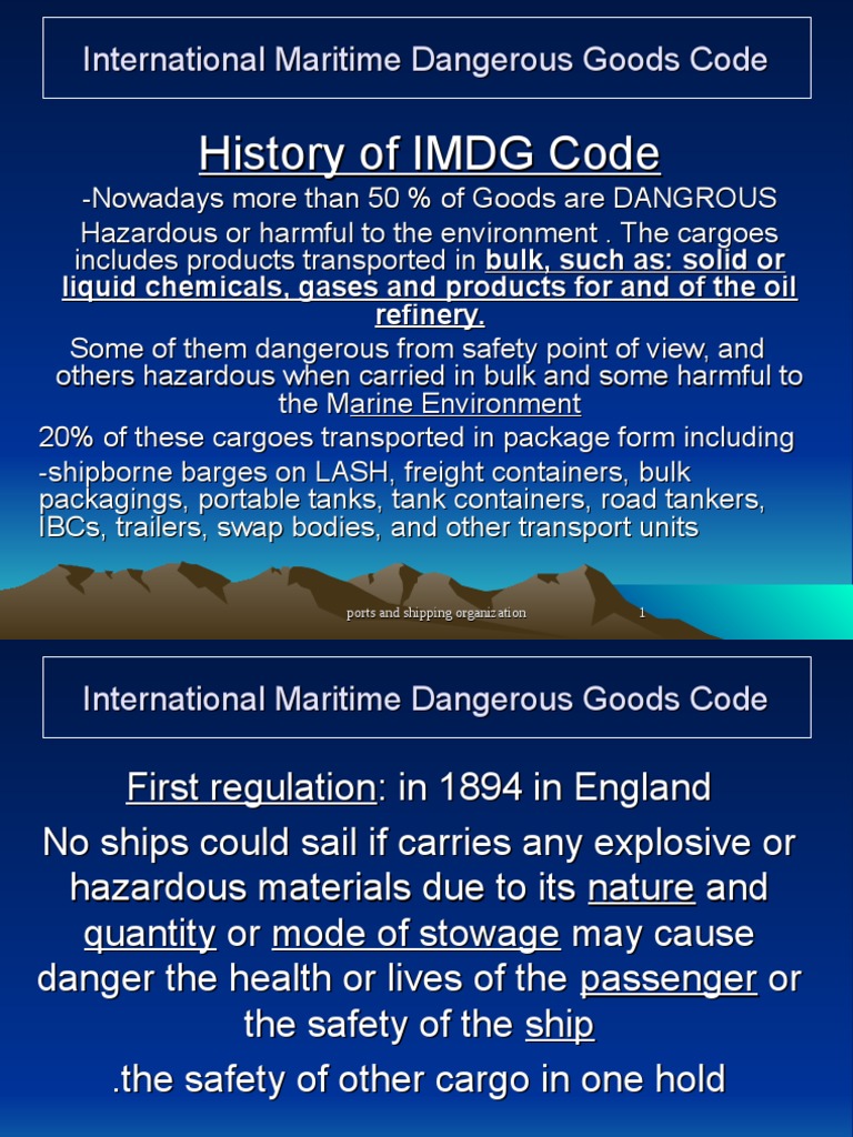 Overview of IMDG Code Regulations | PDF | Dangerous Goods | Cargo