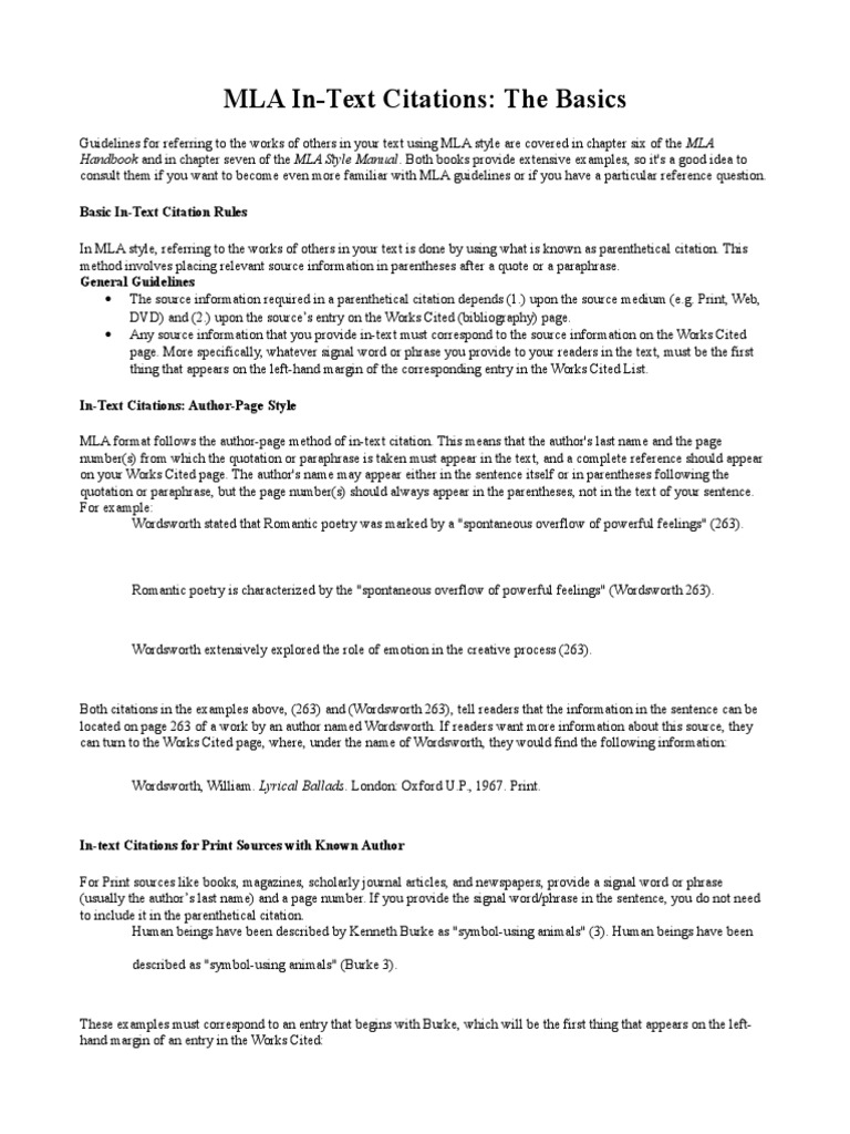 Mla In Text Citation Citation Communication