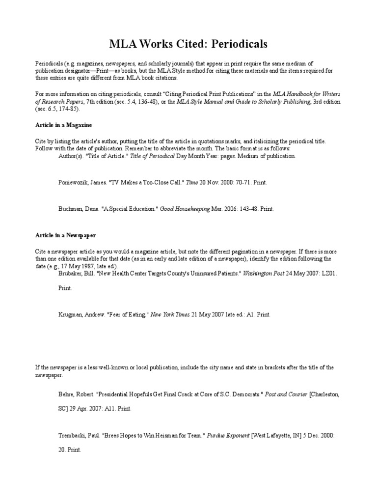 How to cite a magazine mla image