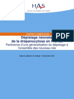 Rapport Dorientation Depistage Neonatal de La Drepanocytose en France