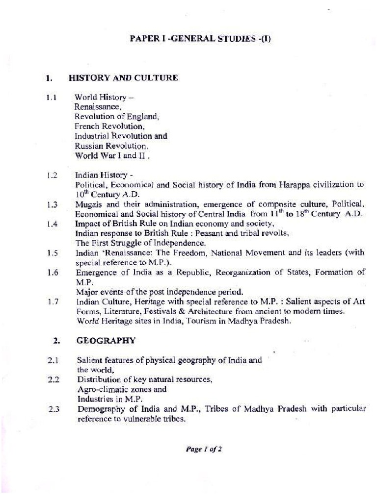 MPPSC New Mains Syllabus PDF Soil Constitution