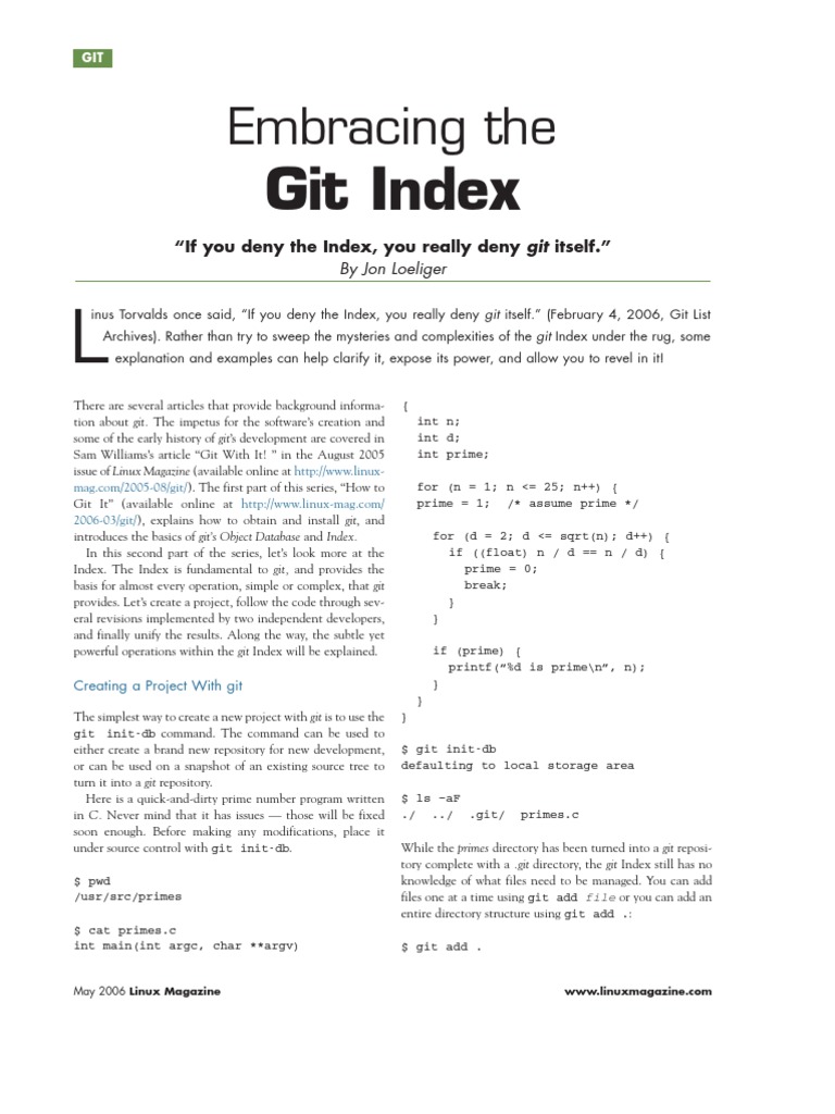 Understanding the Git Index Basics | PDF | Version Control | Computer ...