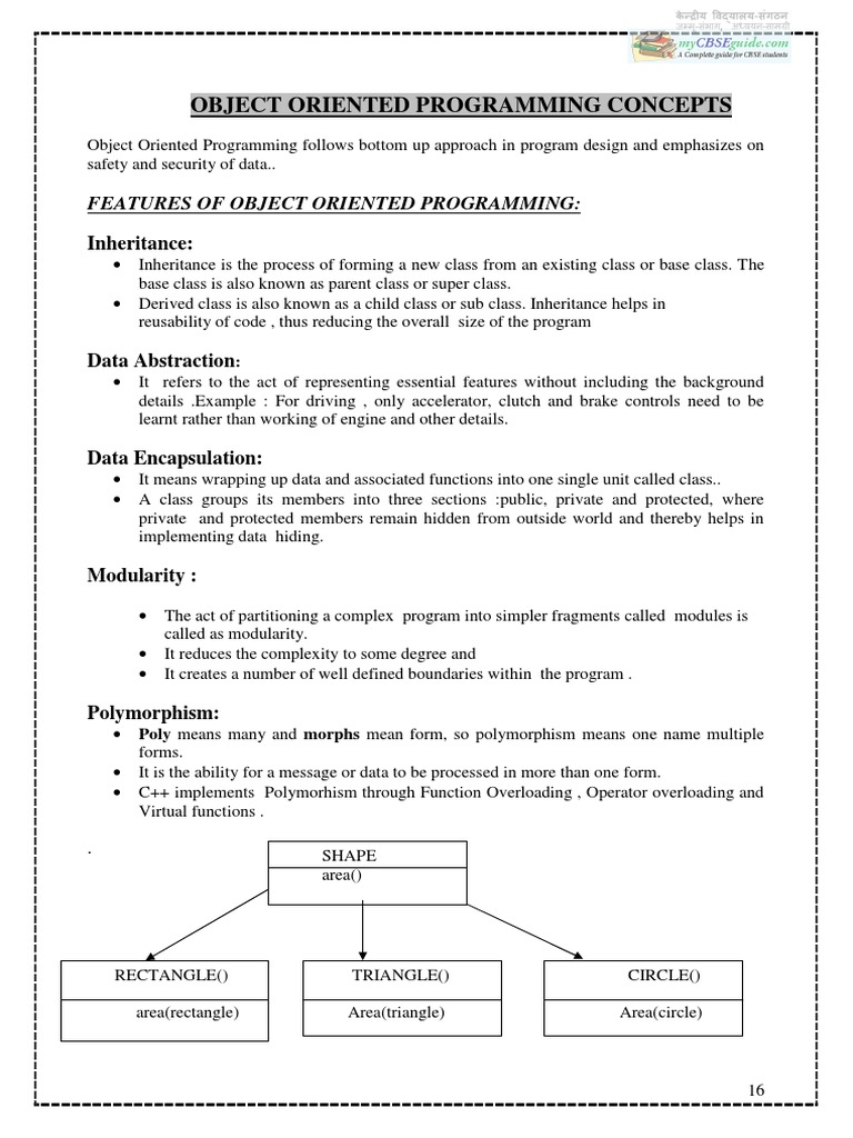 12 Computer Science Notes CH02 Basic Concepts of Oop Classes and ...
