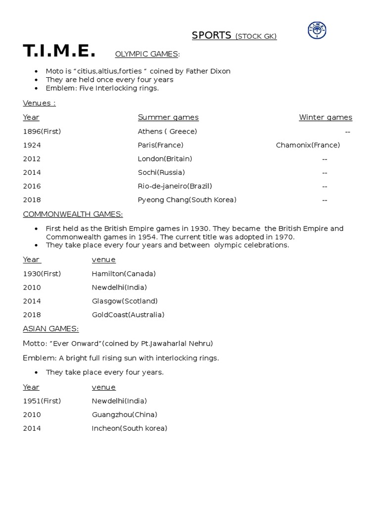 Sports PDF Recurring Sporting Events Sports