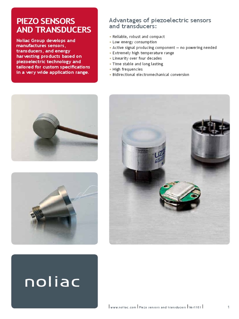 Noliac Sensors and Tansducers Datasheet PDF Piezoelectricity