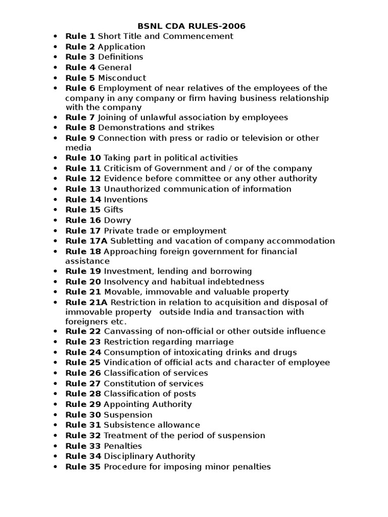 Bsnl cda rules pdf appeal employment