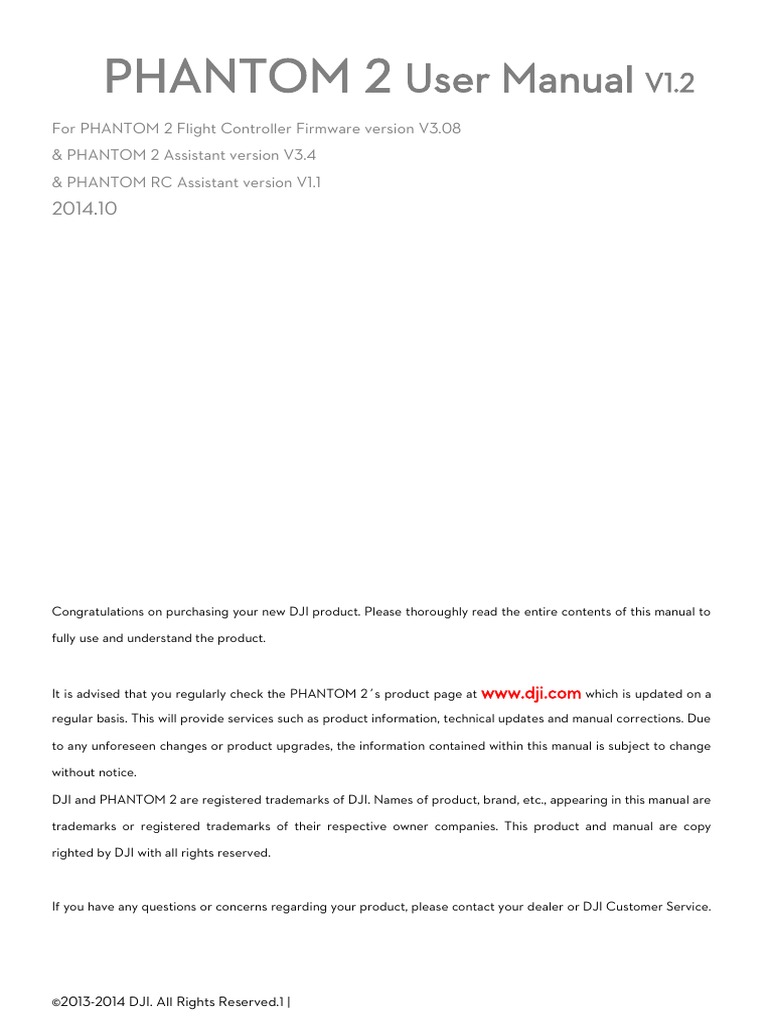 PHANTOM2 User Manual v1.2 en PDF | PDF