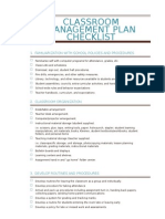 Classroom Management Plan and Checklist