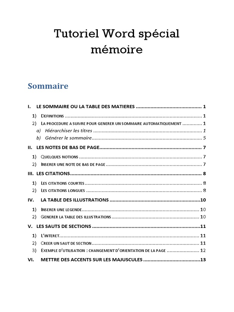exemple de sommaire dun memoire le meilleur exemple