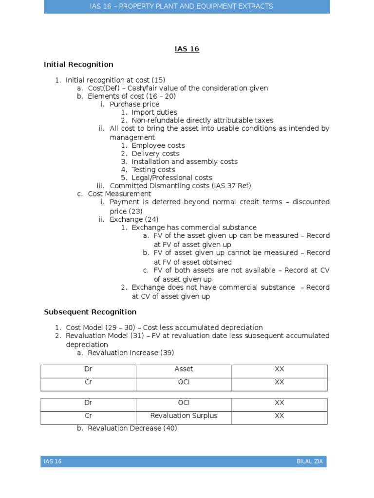 IAS 16: Asset Recognition & Valuation | PDF | Book Value | Depreciation