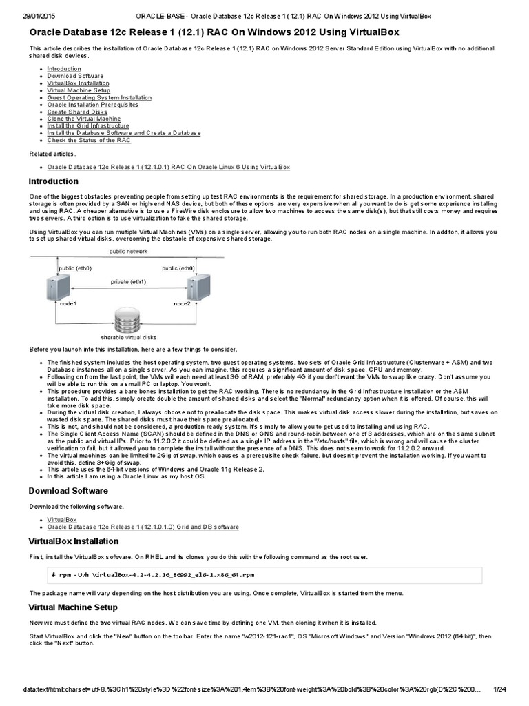 ORACLE-BASE - Oracle Database 12c Release 1 (12 | PDF | Virtual Machine ...