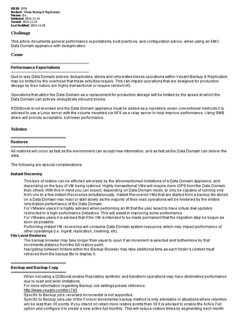KB1956 EMC Data Domain Storage Best Practices PDF Backup