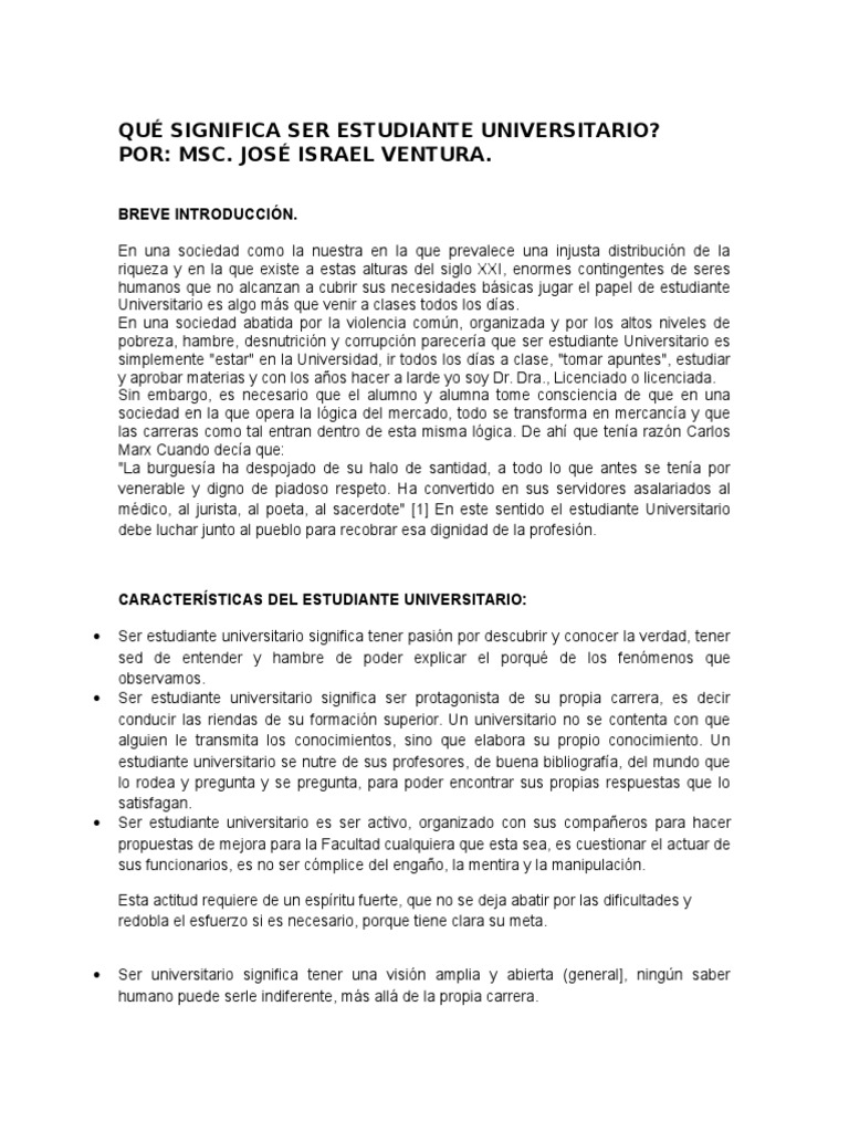 Qué Significa Ser Estudiante Universitario | PDF | Conocimiento ...