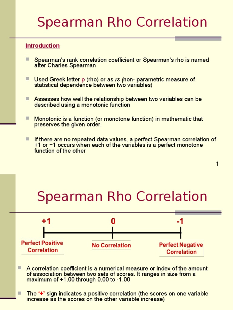 Spearman Rho Correlation Explained | PDF | Spearman's Rank Correlation ...