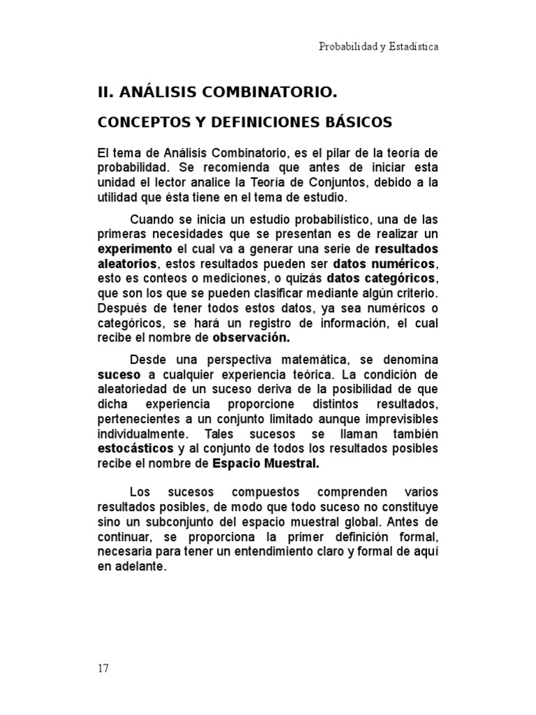 Análisis Combinatorio en Probabilidad | PDF | Permutación | Conjunto ...