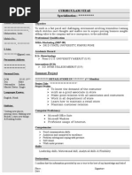 Summer Project: Curriculam Vitae Specialization