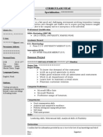 Summer Project: Curriculam Vitae Specialization