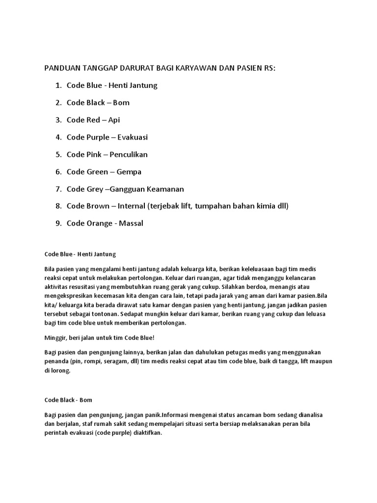 31 contoh  Panduan Tanggap Darurat Bagi Karyawan Dan Pasien  Rs 31 contoh  Panduan Tanggap Darurat Bagi Karyawan Dan Pasien  Rs