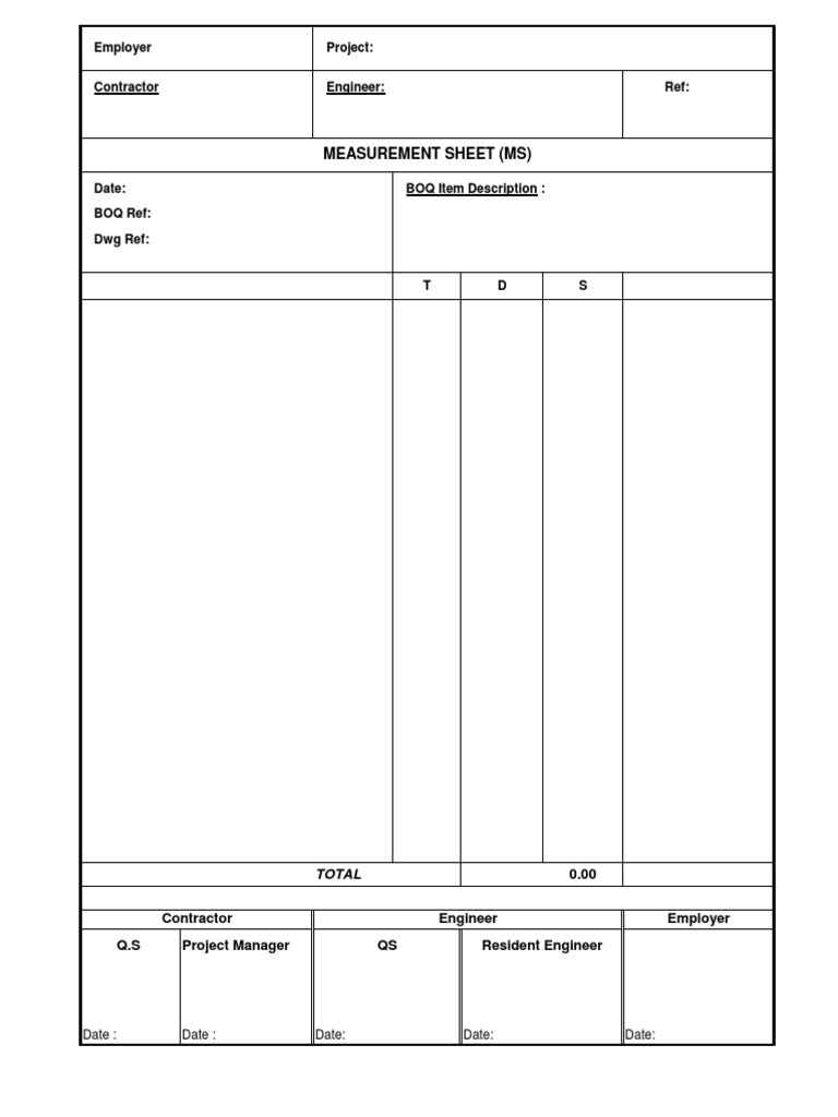 Measurement Sheet (MS) : Employer Project | PDF | Technology & Engineering