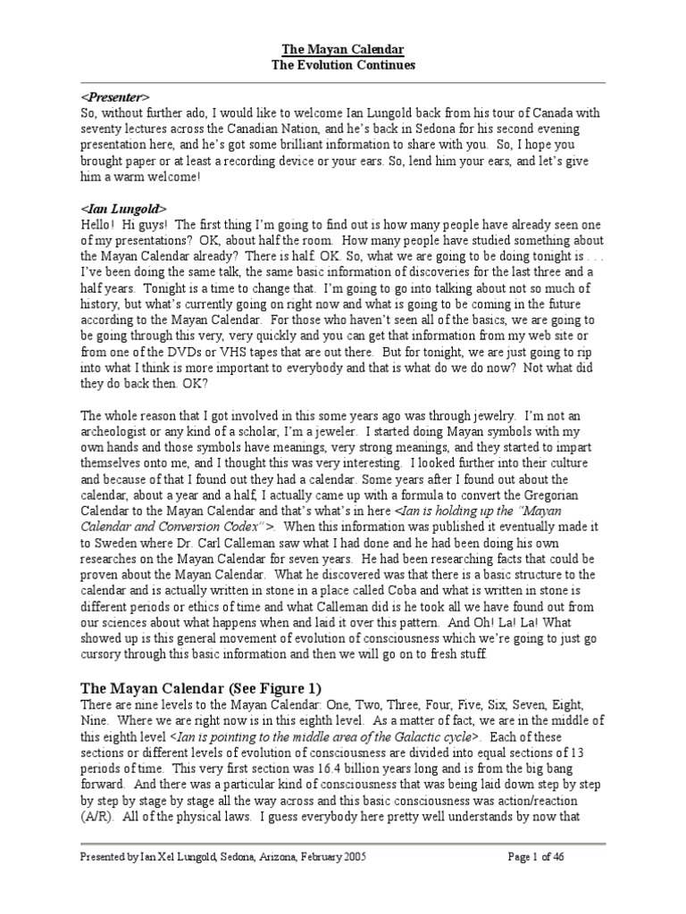 Mayan Calendar Ian Xel Lungold 2005 PDF Consciousness Time