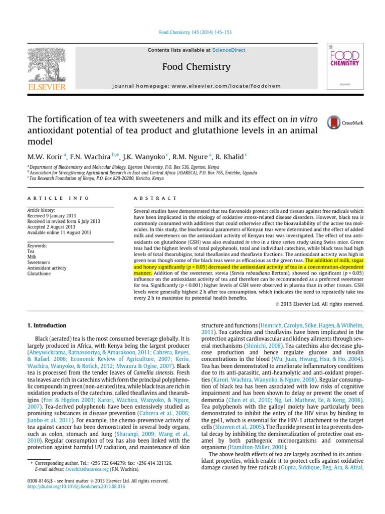 Impact of Additives on Tea Antioxidants | PDF | High Performance Liquid ...