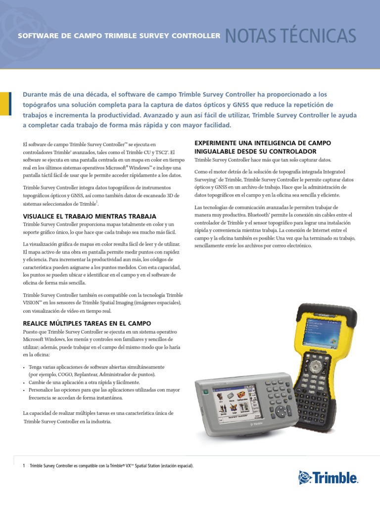 Especificaciones Trimble | Topografía | Software