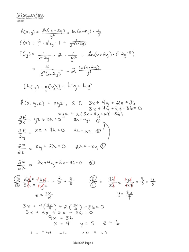Math205 Discussion Summaries 2008 | PDF