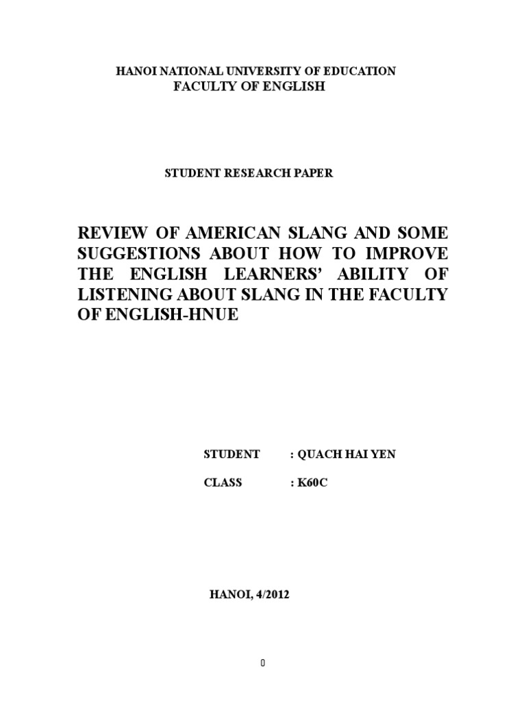 research paper on slang language