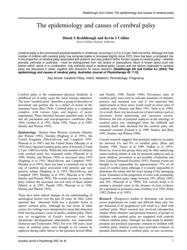 The Epidemiology and Causes of Cerebral Palsy | PDF