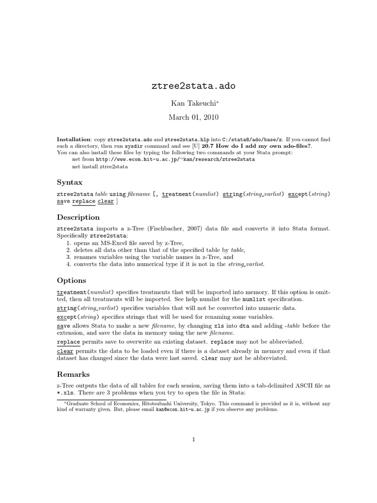 Ztree 2 Stata | PDF | Microsoft Excel | String (Computer Science)