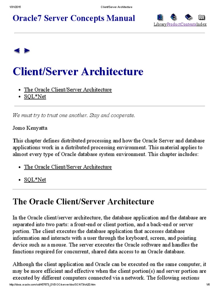 Client Server Architecture of ORACLE | PDF | Oracle Database ...