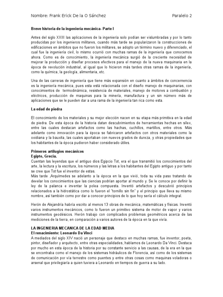 Resumen 1 Historia de la ingeniería mecanica Movimiento