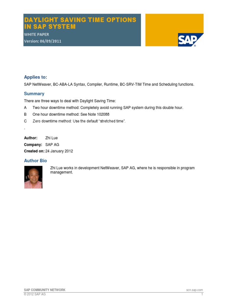 Daylight Saving Time For SAP Systems PDF Ibm System I Ibm Db2
