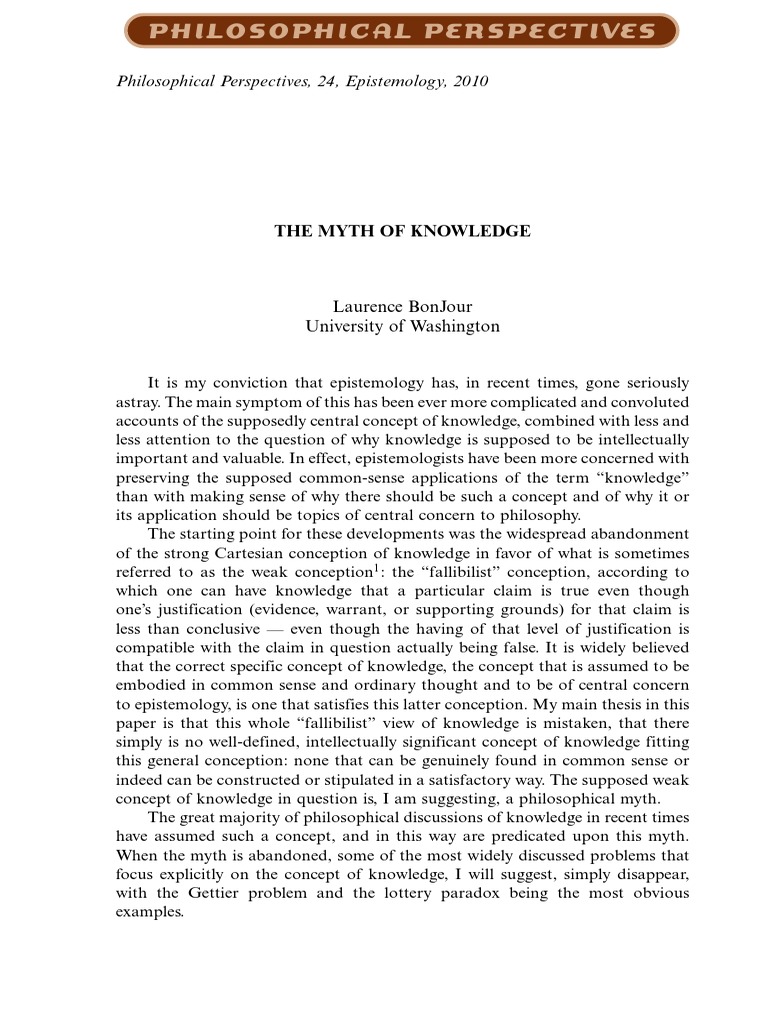 The Fallacy of Fallibilist Knowledge | PDF | Theory Of Justification ...