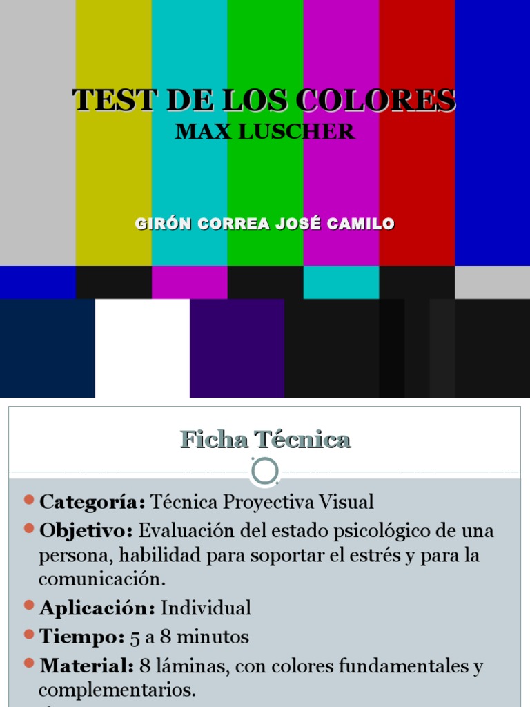 Test De Los 8 Colores, Test De Luscher – SJDBG