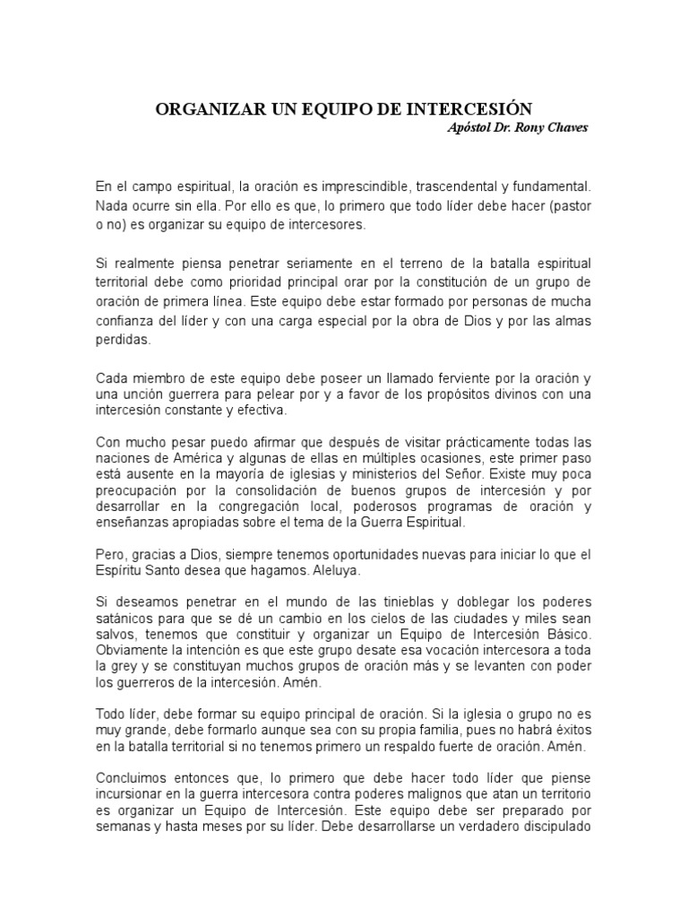 Organización de un Equipo de Intercesión | PDF | Profeta | Oración