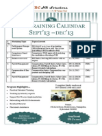 Training Calendar Sept'13 - Dec'13