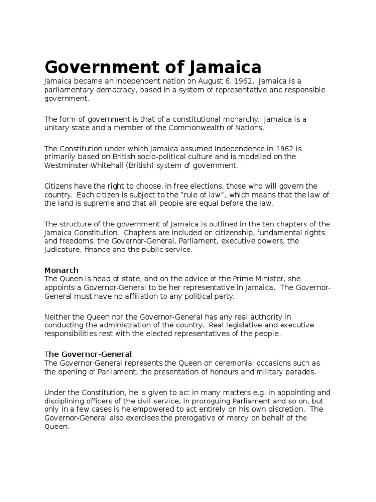 Grade 9 Social Studies Notes (Government of Jamaica) PDF Bill (Law