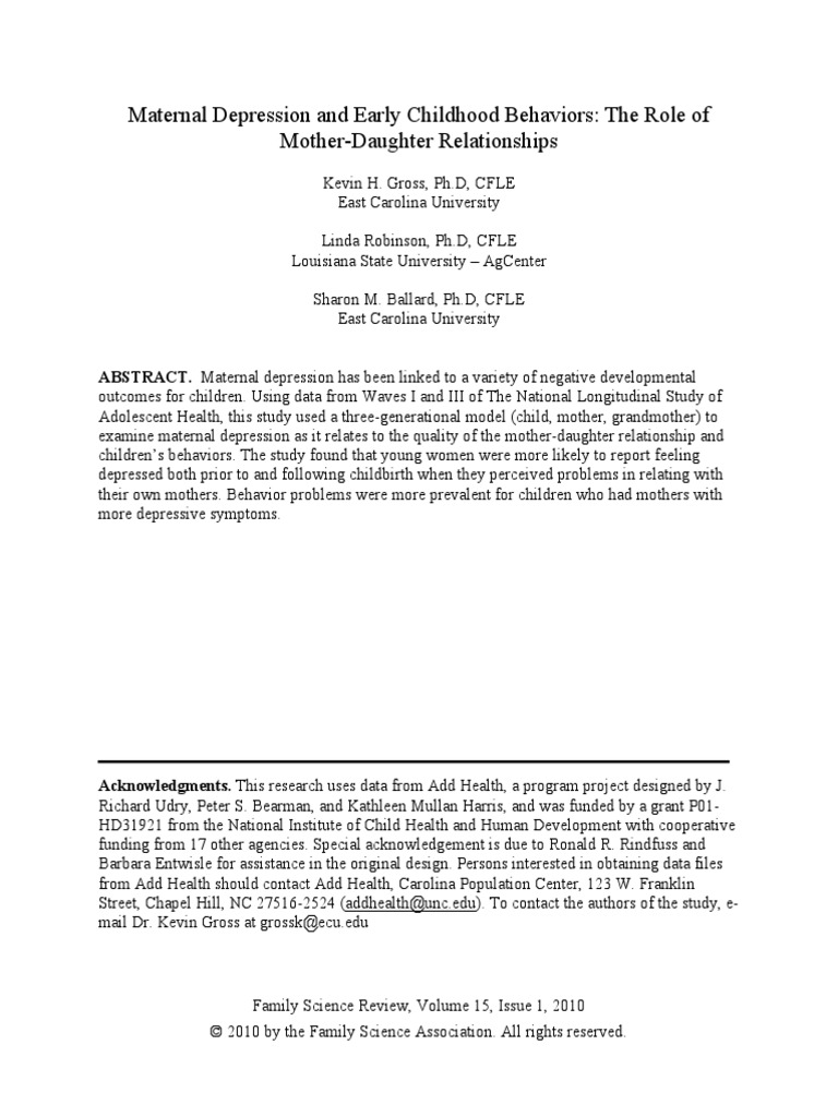 Maternal Depression Gross Final | PDF | Postpartum Depression | Major ...