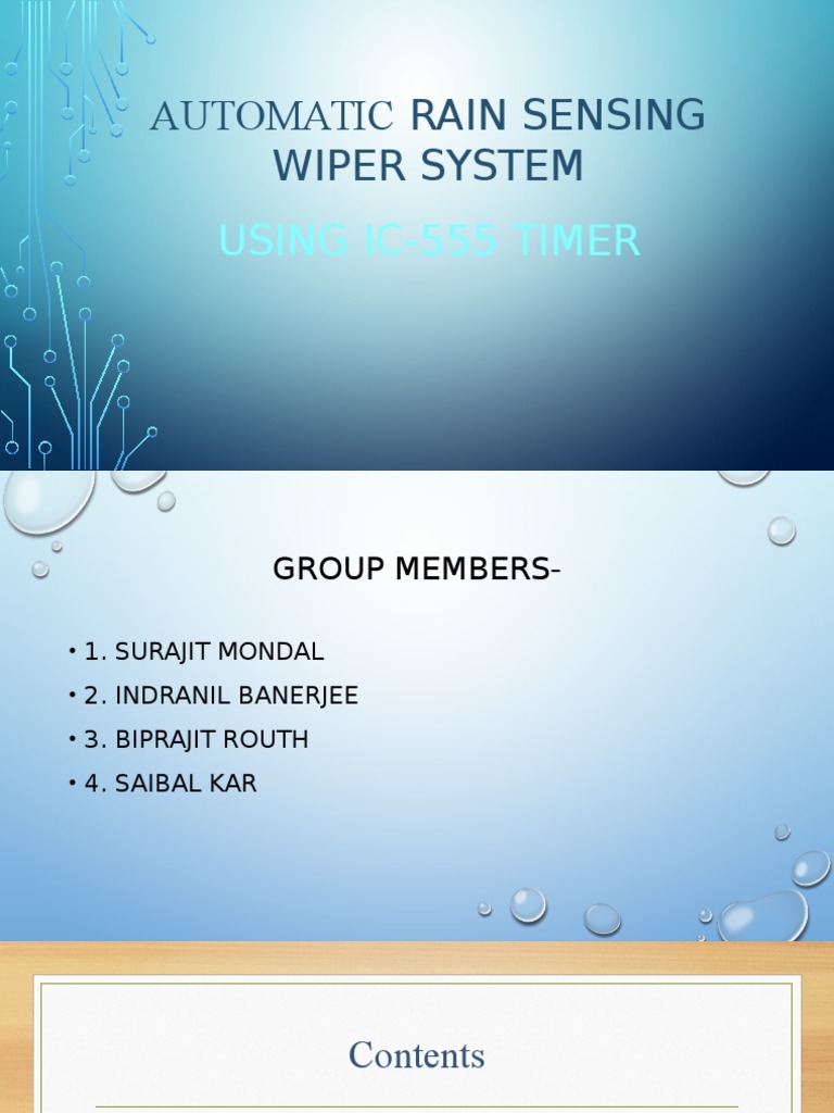Automatic Rain Sensing Wiper System PDF Electrical Engineering Electricity
