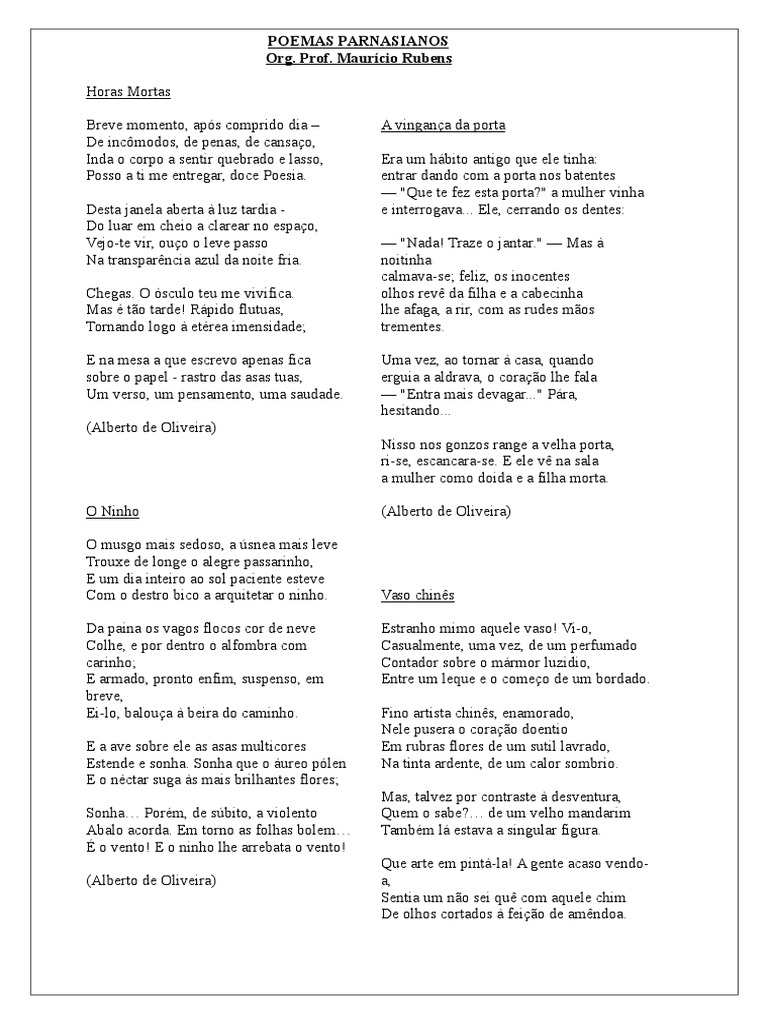 Poemas Parnasianos: Análise e Temas | PDF | Nudez | Céu