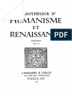 Bibliotheque D'humanisme Et Renaissance Tome Vi - 1945