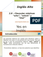 2.8.- Clausulas Relativas de Sujeto. Ejemplos Con “Who”, “Which” y “That”