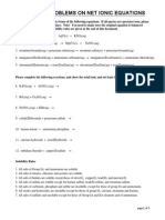 Practice Problems on Net Ionic Equations